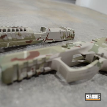 Custom Camo Hk Vp9 Pistol Cerakoted Using Multicam® Dark Brown, Multicam® Pale Green And Multicam® Light Green