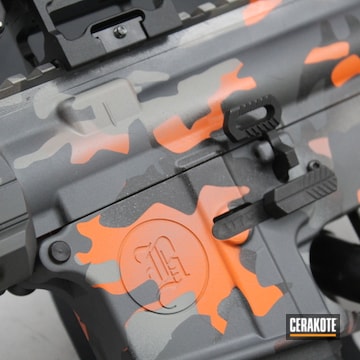 Custom Camo Ar Build Cerakoted Using Hunter Orange, Armor Black And Sig™ Dark Grey