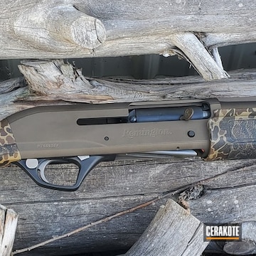 Remington Shotgun Cerakoted Using Midnight Bronze, Matte Ceramic Clear And Graphite Black