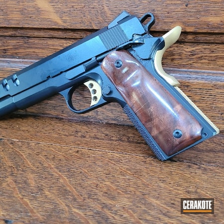 Powder Coating: 9mm,Long Creek Gun Works,S.H.O.T,Pistol,Midnight E-110,Gold H-122,Custom 1911