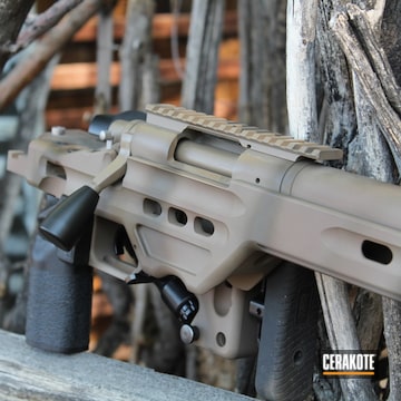 Bolt Action Rifle Cerakoted Using Multicam® Dark Brown, Patriot Brown And Magpul® Flat Dark Earth