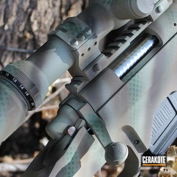 Custom Camo Remington 700 Cerakoted Using Plum Brown, Highland Green And Desert Verde