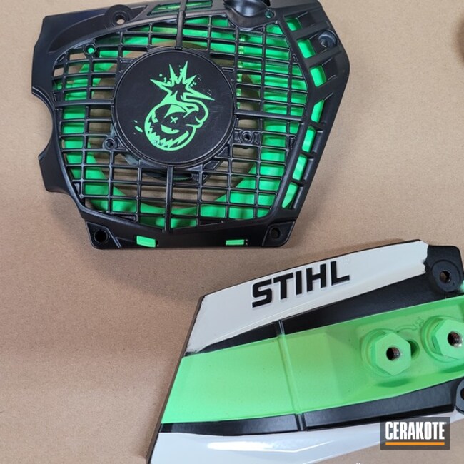 Stihl Chainsaw Cerakoted Using Armor Black And Parakeet Green