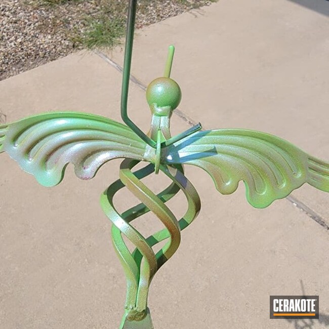 Metal Art Cerakoted Using High Gloss Ceramic Clear And Parakeet Green