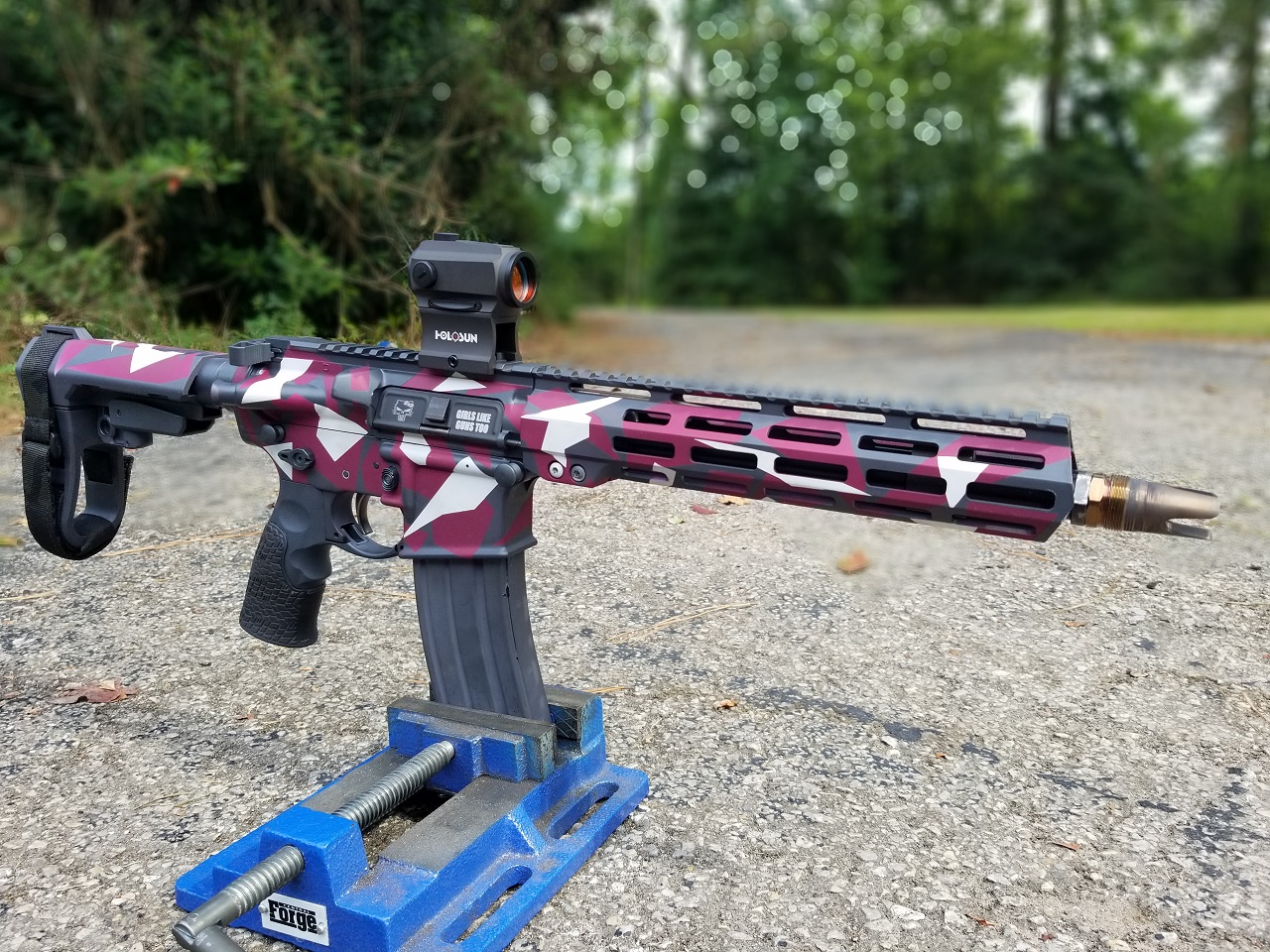 Splinter Camo AR Cerakoted using Frost, Black Cherry and Sniper Grey ...
