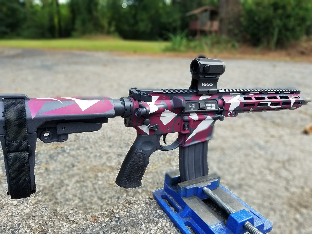 Splinter Camo AR Cerakoted using Frost, Black Cherry and Sniper Grey ...