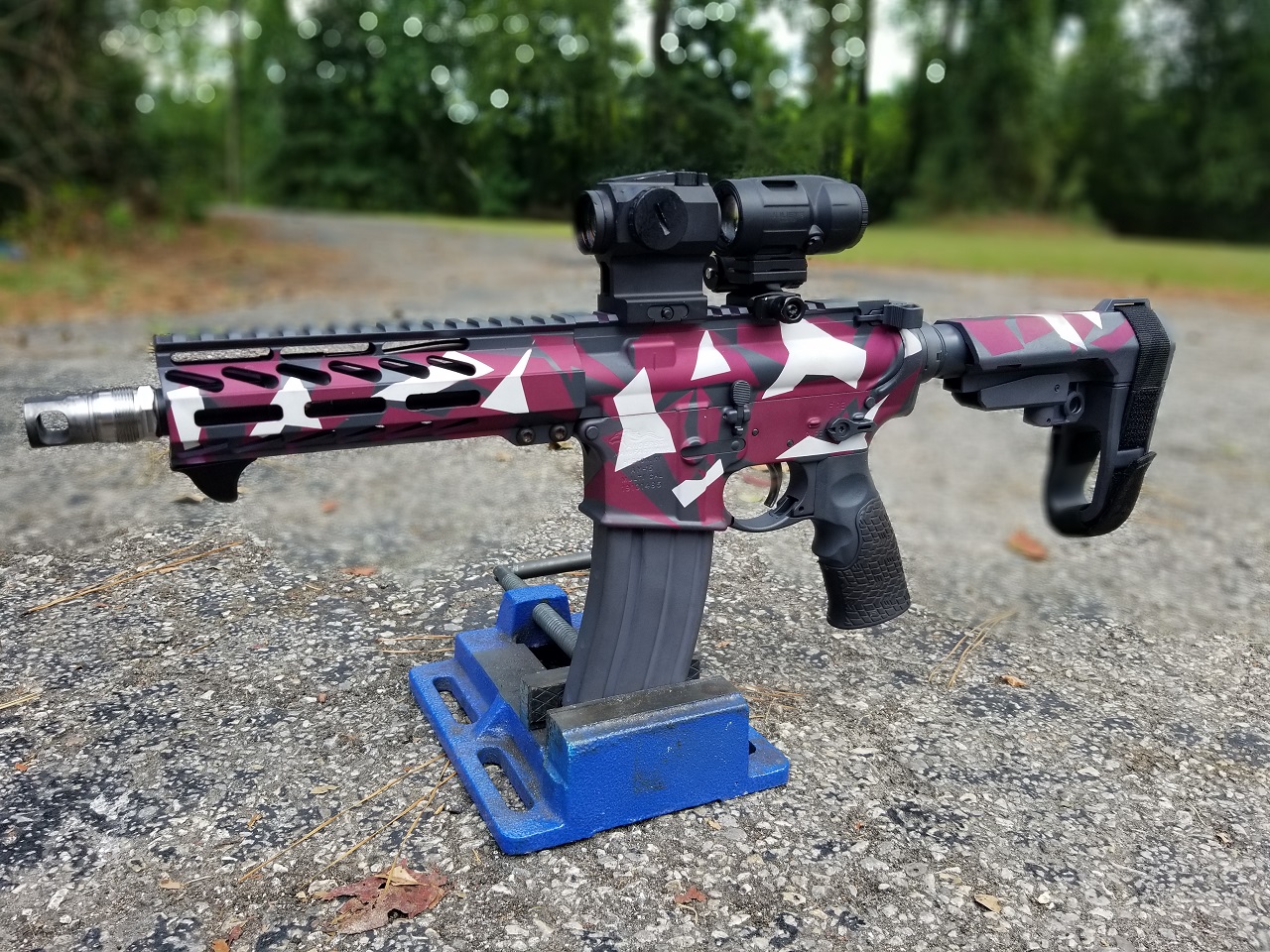 Splinter Camo AR Cerakoted using Frost, Black Cherry and Sniper Grey ...