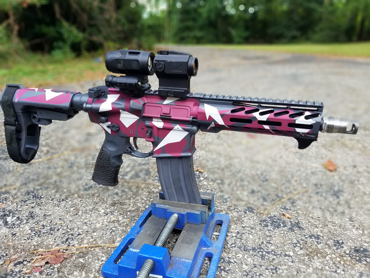 Splinter Camo AR Cerakoted using Frost, Black Cherry and Sniper Grey ...