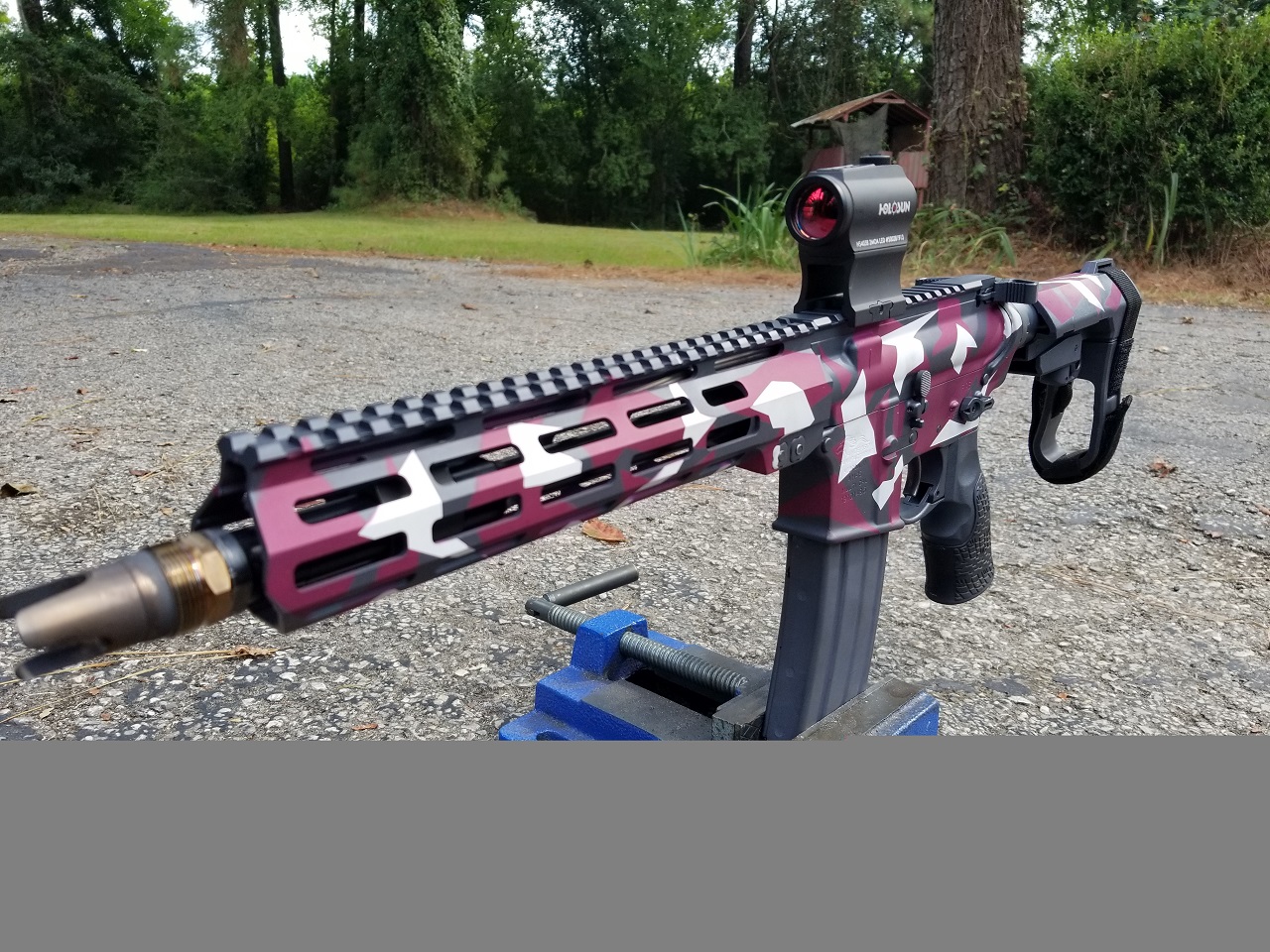 Splinter Camo AR Cerakoted using Frost, Black Cherry and Sniper Grey ...