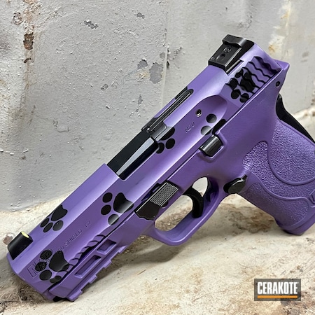 Powder Coating: 9mm,Graphite Black H-146,Smith & Wesson,M&P Shield EZ,S.H.O.T,Bright Purple H-217,Pawprints