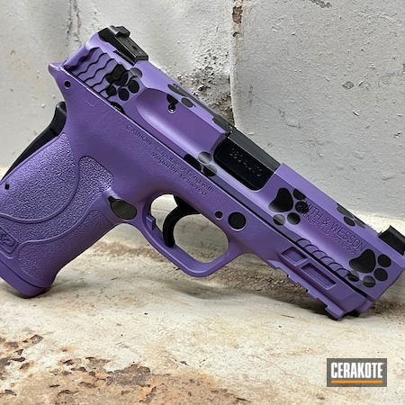 Powder Coating: 9mm,Graphite Black H-146,Smith & Wesson,M&P Shield EZ,S.H.O.T,Bright Purple H-217,Pawprints