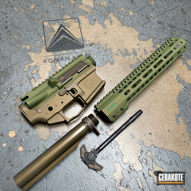AR pistol in Gold and Patriot - Green Dragon Cerakote