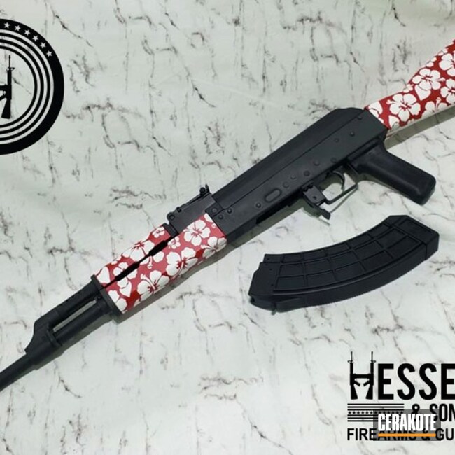 Ak-47 Cerakoted Using Stormtrooper White And Habanero Red