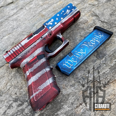 Powder Coating: S.H.O.T,We the people,Red White And Blue,Graphite Black H-146,Glock,Snow White H-136,NRA Blue H-171,Pistol,Distressed Red White Blue,USA,USMC Red H-167,Patriotic,American Flag,Battleworn