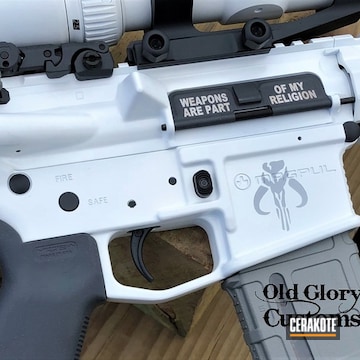 Mandalorian Themed Smith & Wesson M&p15 Cerakoted Using Magpul® Stealth Grey, Stormtrooper White And Battleship Grey