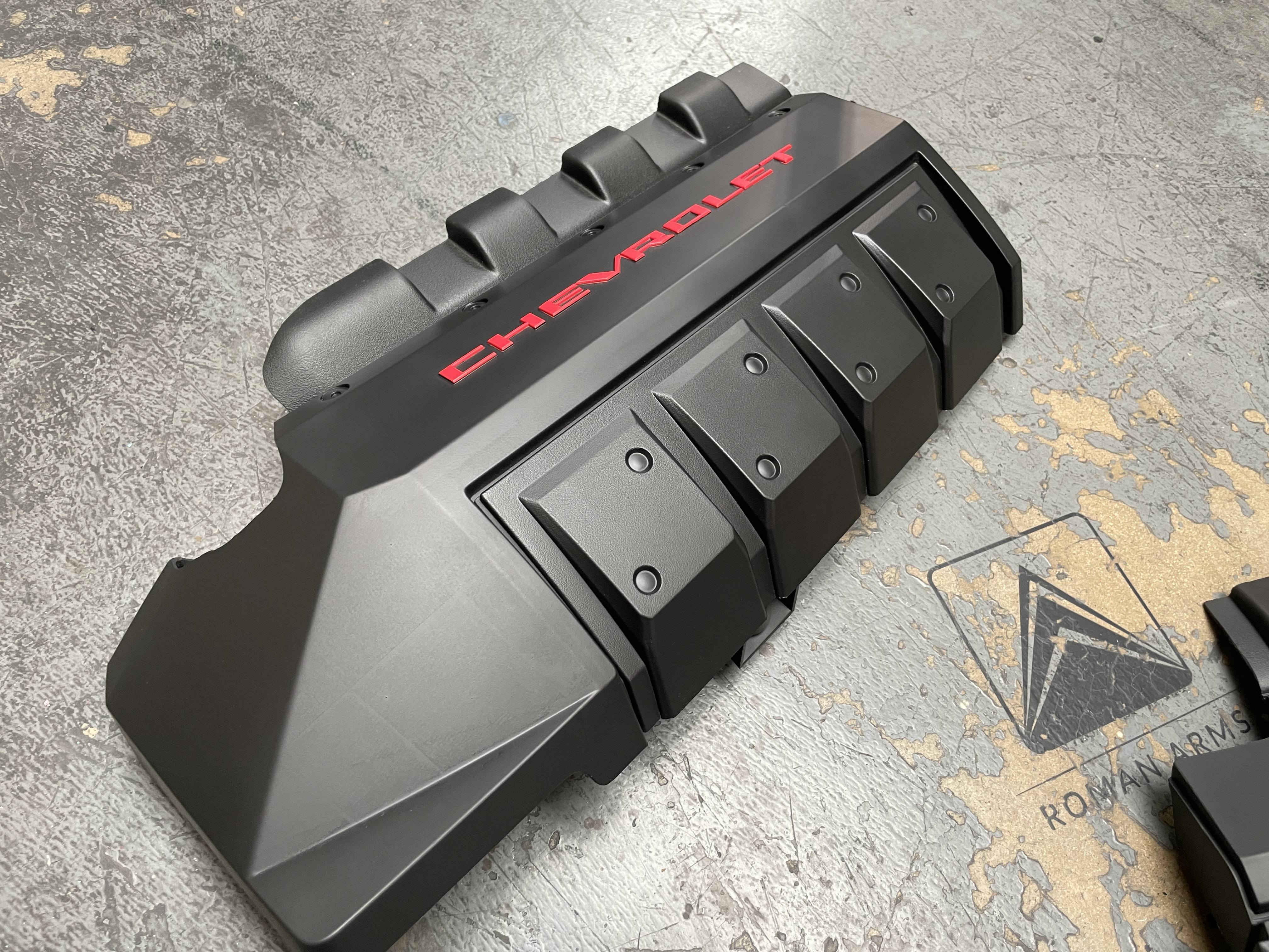 Camaro Engine Covers Cerakoted USMC Red and Graphite Black | Cerakote