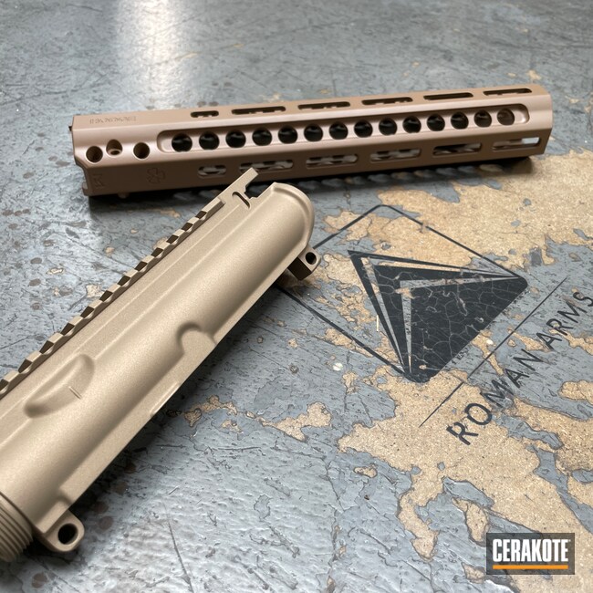 AR Upper and Handguard Cerakoted using Titanium, Sand and M17 Coyote Tan