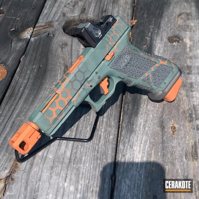 Glock 22 Cerakoted Using Hunter Orange, Charcoal Green And Sniper Grey