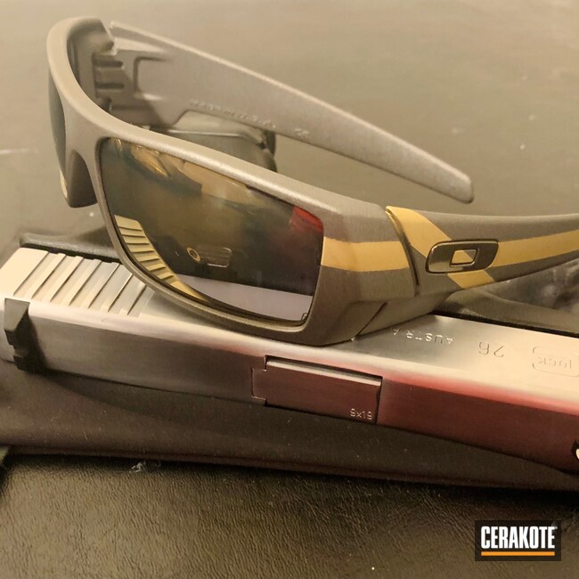 Cerakoted: Sunglasses,Oakley,Graphite Black H-146,Stainless H-152,Gascans,Burnt Bronze H-148,Oakley Gascan,Stripes,Gold H-122