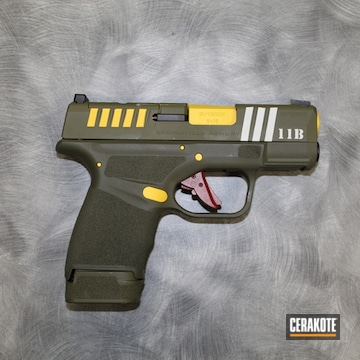 Springfield Armory Hellcat Cerakoted Using Hidden White, Electric Yellow And Usmc Red