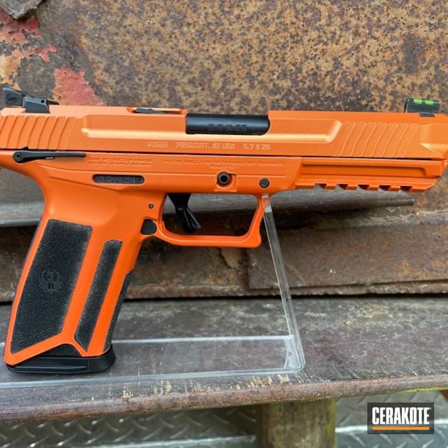 Ruger Pistol Cerakoted Using Hunter Orange And Hunter Orange