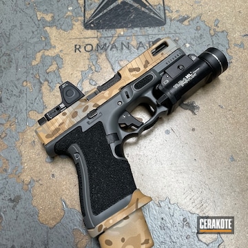 Custom Camo Glock 19 Cerakoted Using A.i. Dark Earth, Concrete And Fs Sabre Sand