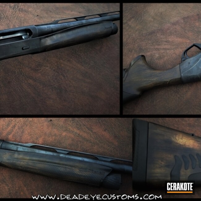 Shotgun Cerakoted Using Stainless, Multicam® Dark Brown And Light Sand