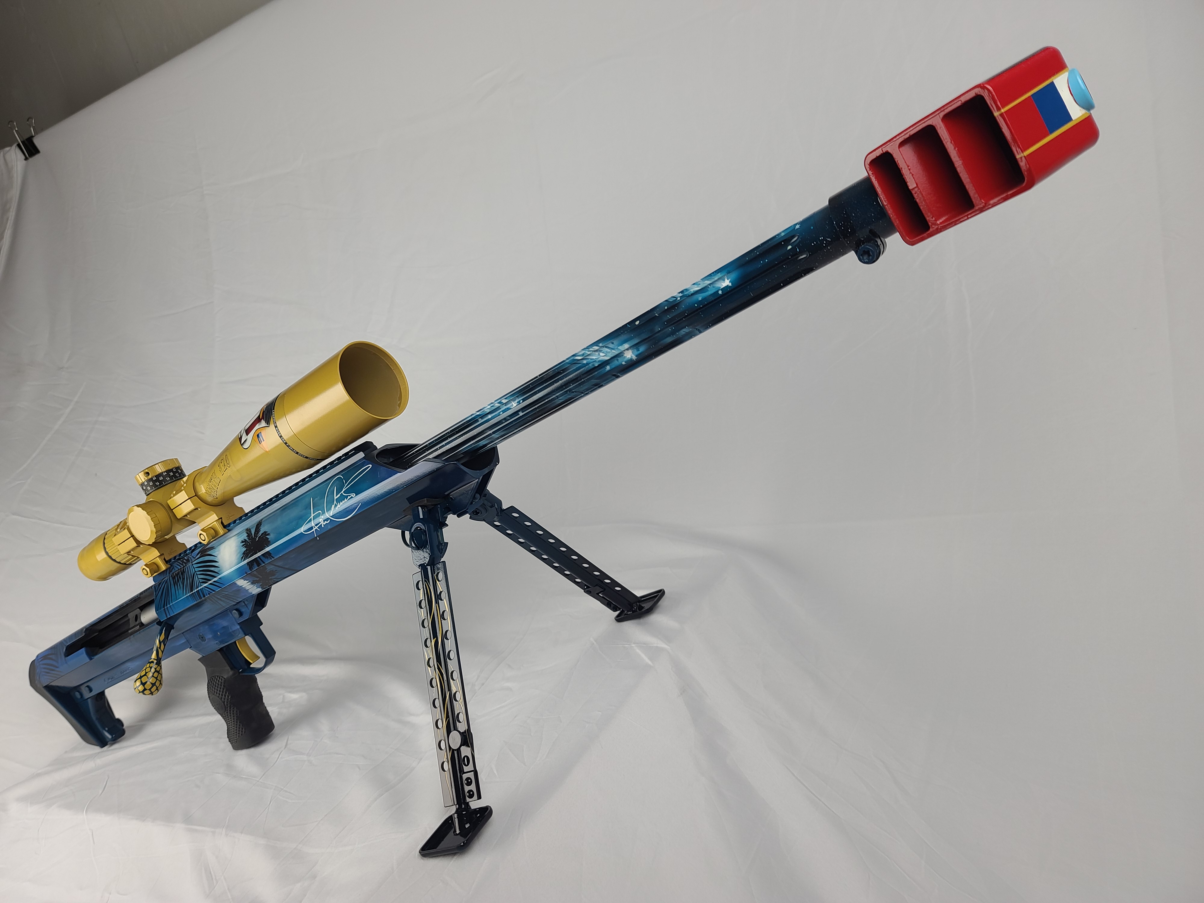 Custom Barrett Rifle Cerakoted using Bright White, USMC Red and Sky ...