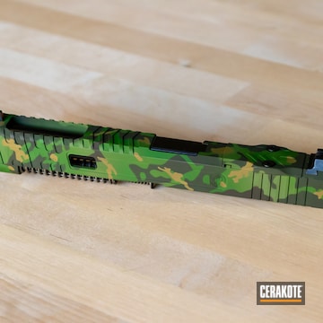 Custom Camo Slide Cerakoted Using Multicam® Bright Green