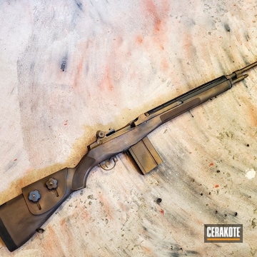 Distressed Springfield M1a Rifle Cerakoted Using Magpul® Stealth Grey, Midnight Bronze And Robin's Egg Blue