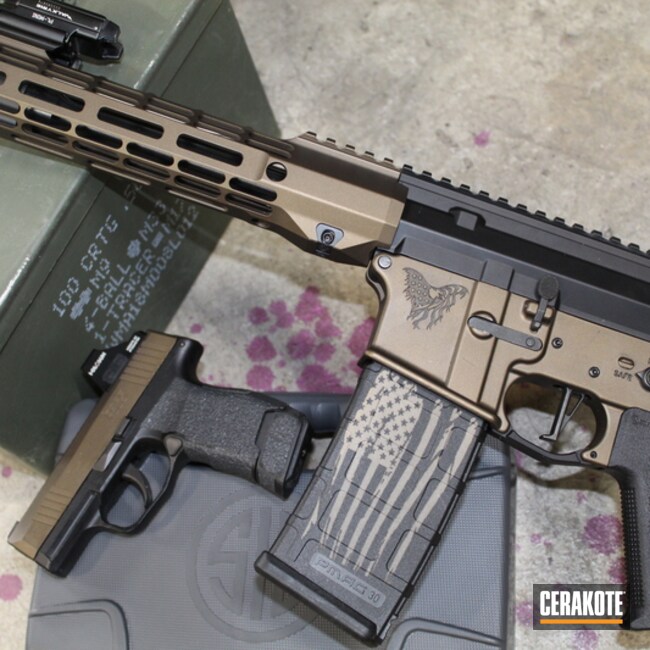 AR Build and Sig P365 Pistol Cerakoted using Midnight Bronze | Cerakote