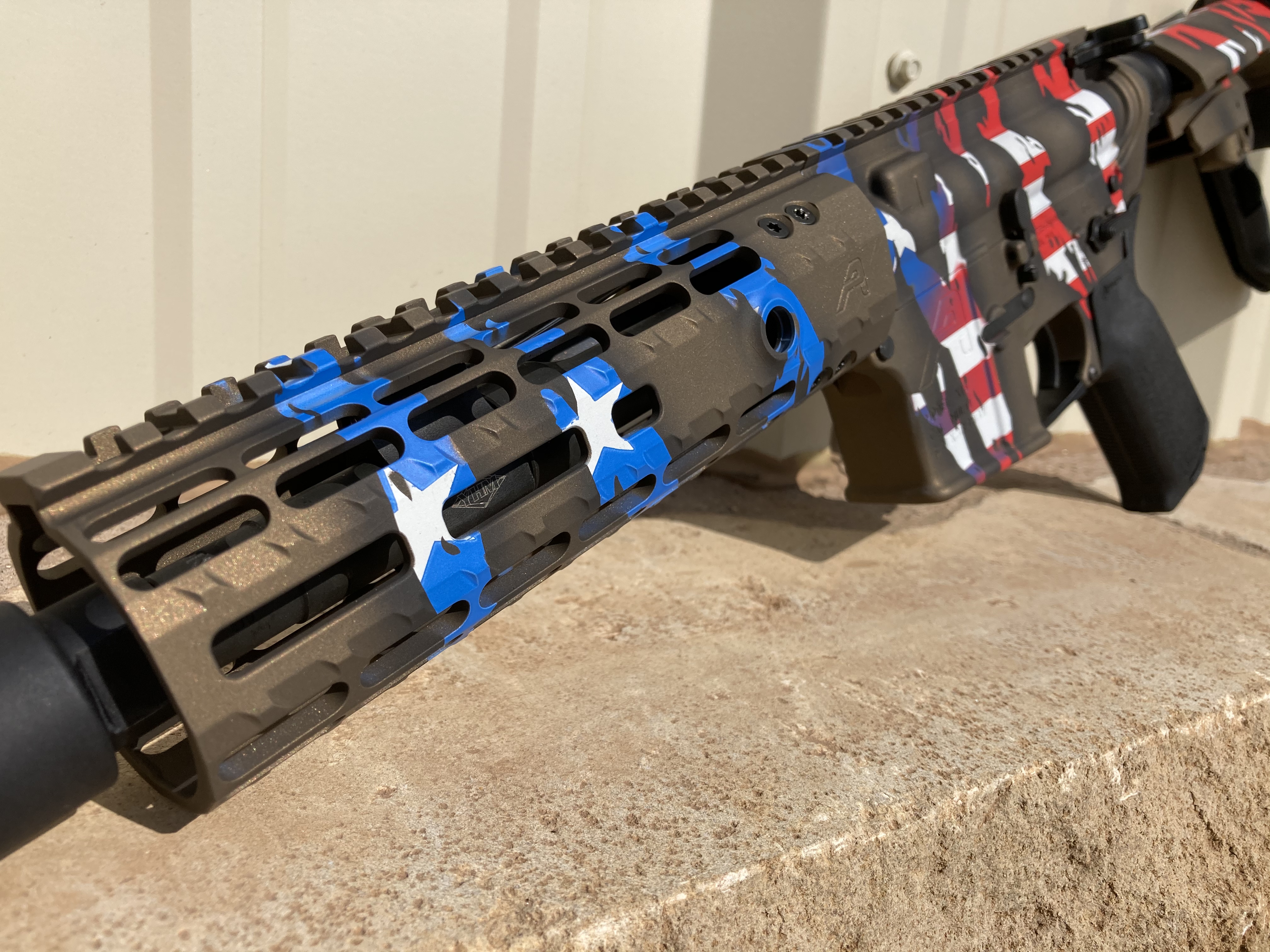 Ripped American Flag Themed AR Build Cerakoted using Bright White, USMC ...