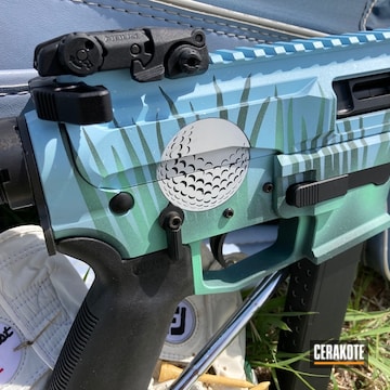Golf Themed Ar Build Cerakoted Using Squatch Green, Charcoal Green And Sunflower