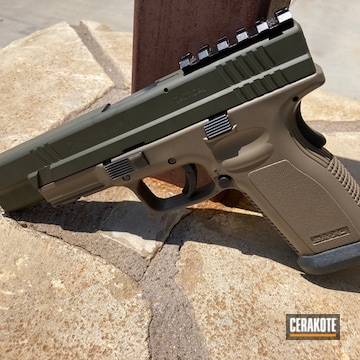 Springfield Amory Xd-45 Pistol Cerakoted Using Coyote Tan And O.d. Green