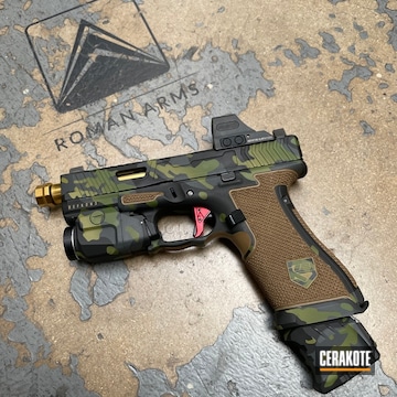 Custom Camo Glock 19x Cerakoted Using Multicam® Bright Green, Multicam® Light Green And Graphite Black