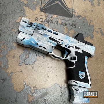 Custom Camo Glock 19 Cerakoted Using Magpul® Stealth Grey, Bright White And Sea Blue