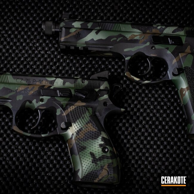 Custom Camo Cz Pistol Cerakoted Using Graphite Black