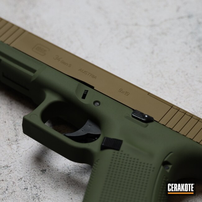 Glock Glock 34 Cerakoted Using Multicam® Olive And Multicam® Dark Green