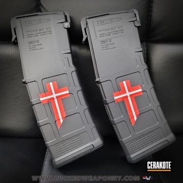 Magpul Mags Cerakoted Using Stormtrooper White, Usmc Red And Graphite Black