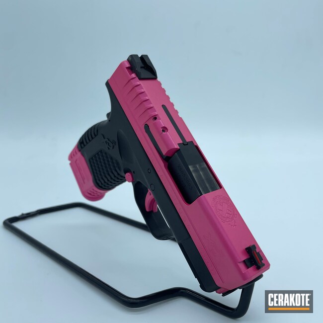 Cerakoted: S.H.O.T,9mm,Prison Pink H-141,Pistol Slide,Pistol Frame