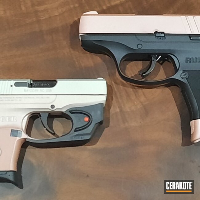 Ruger Lcp And Lc9 Pistols Cerakoted Using Rose Gold And Crushed Silver