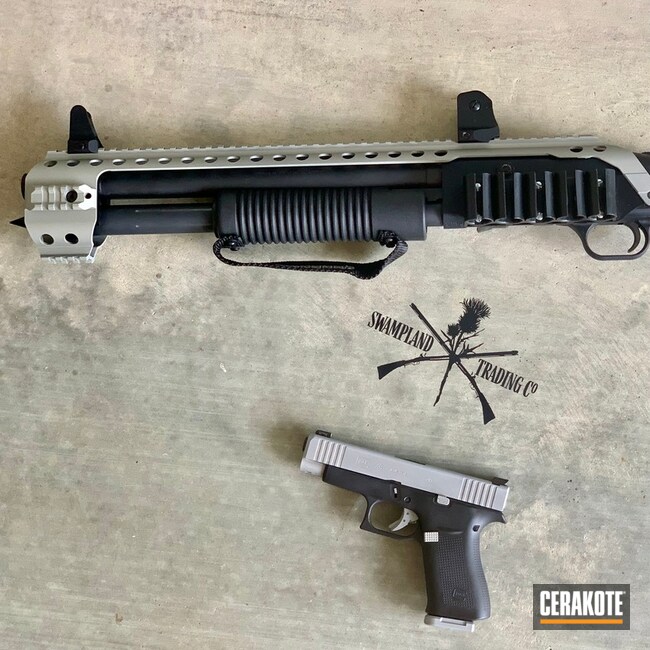 Tactical Shotgun And Glock 48 Cerakoted Using Graphite Black And Satin Mag