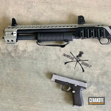 Tactical Shotgun And Glock 48 Cerakoted Using Graphite Black And Satin Mag