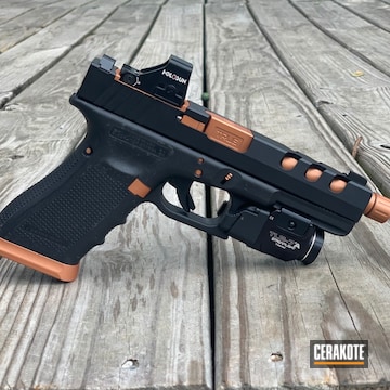 Glock 17 Cerakoted Using Graphite Black And Copper