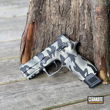 Custom Camo Sig Sauer P320 Pistol Cerakoted Using Benelli® Sand, Graphite Black And Flat Dark Earth
