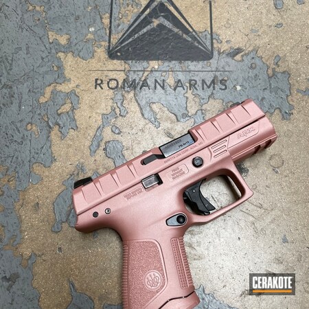 Powder Coating: ROSE GOLD H-327,Compact,Pink,Beretta APX,S.H.O.T,Girls Gun,Pistol,Beretta,Handgun,APX,Women's Gun