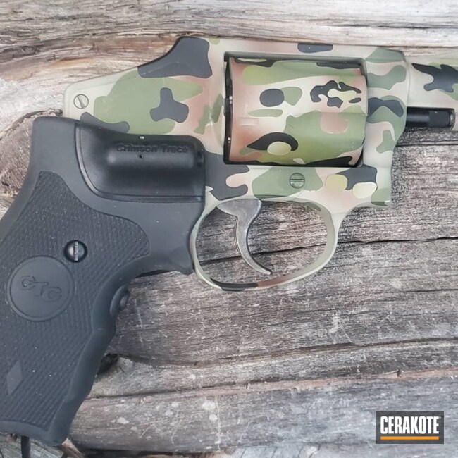 Custom Camo Smith & Wesson Revolver Cerakoted Using Multicam® Dark Brown, Armor Black And Benelli® Sand