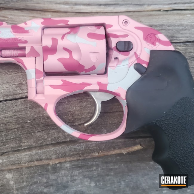 Cerakoted: S.H.O.T,LCP,Hidden White H-242,Bazooka Pink H-244,Ruger,38 Special,LCR,Ruger LCP,Revolver,Pistol,Prison Pink H-141
