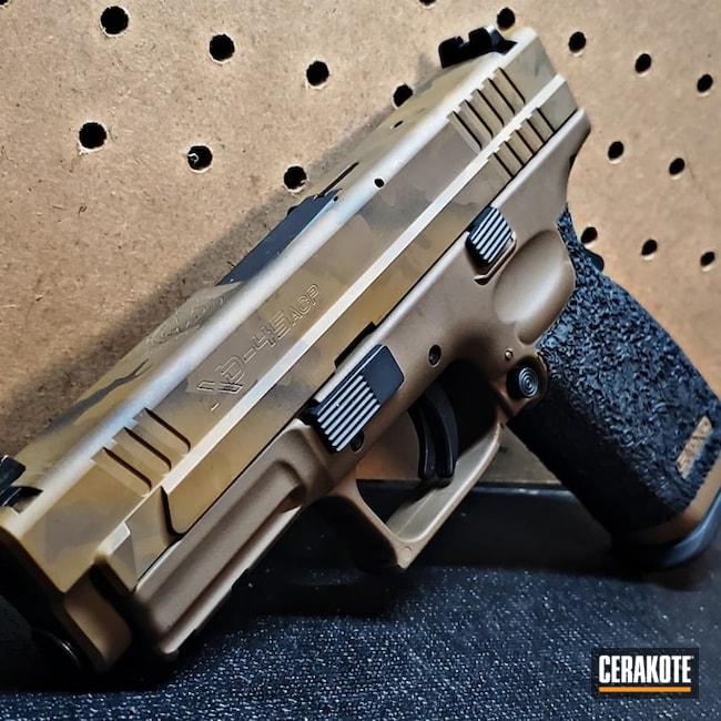 Springfield Armory Xd Pistol Cerakoted Using Noveske Tiger Eye Brown, Springfield® Fde And Sniper Grey