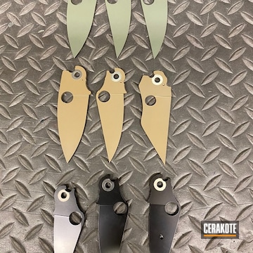 Knife Blades Cerakoted Using Jungle, Blackout And Fde